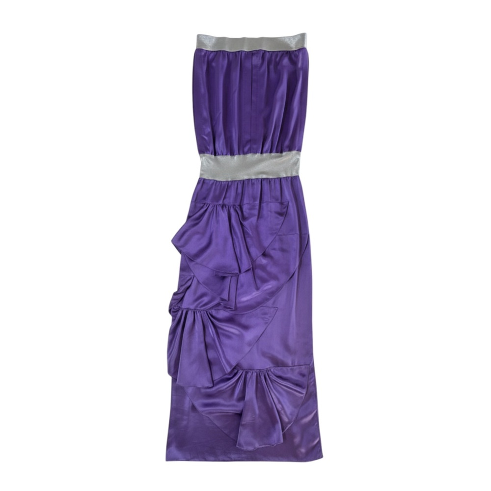 DELPHINE MURAT - VINTAGE FW04 - BANDEAU DRESS - OPEN SIDE - SATIN - LILAC/SILVER